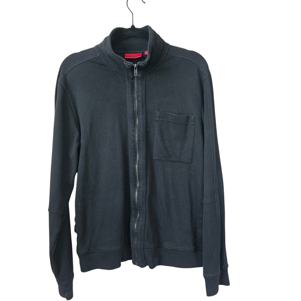 Hugo Boss Mens Dimonolo Cotton Sweatshirt XL Black Full Zip Luxury  Designer